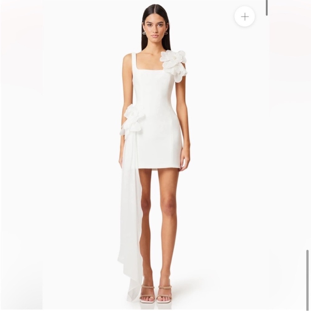 elliatt janelle white 3d oversized floral flower long sash mini dress size XL - Picture 10 of 10
